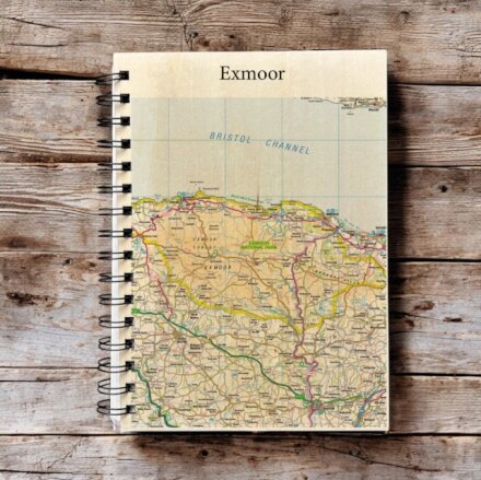OS Map Wooden Lined Notebook - Exmoor National Park