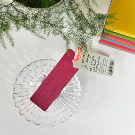 Recycled Leather Bookmark - Raspberry Pink