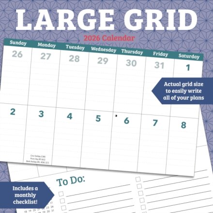 Large Grid Square Wall Sunday Start Cale