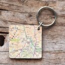 OS Map Wooden Square Key-ring - Lake District National Park