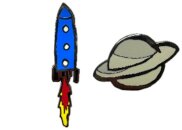 Rocket & Planet Pin Badge Set