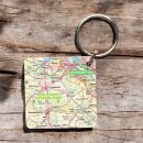 OS Map Wooden Square Key-ring - New Forest National Park