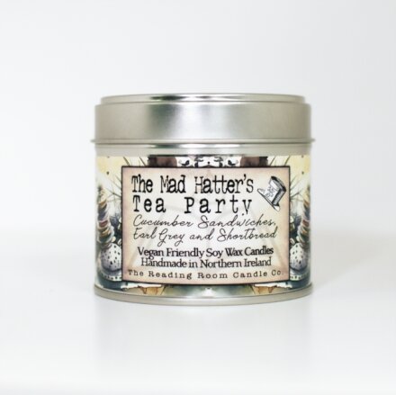 Mad Hatter's Tea Party- Scented Soy Candle- Cucumber Sandwiches, Earl Grey Tea and Shortbread
