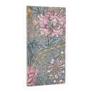 2026 Morris Pink Honeysuckle (William Morris) Slim 12-month Horizontal Hardcover Flexi Dayplanner 2026 (Elastic Band Closure)