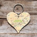 OS Map Wooden Heart Key-ring - Dartmoor National Park