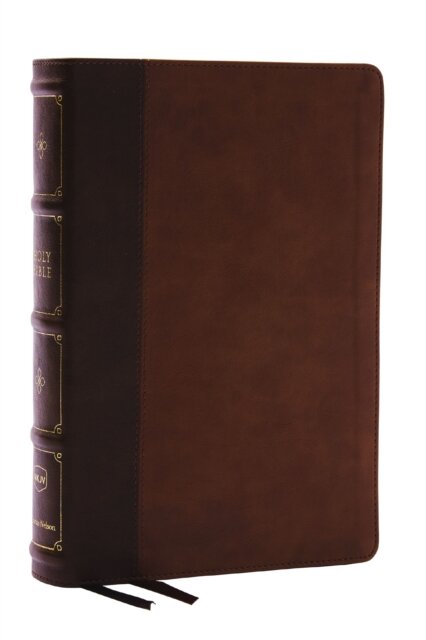 NKJV, Large Print Thinline Reference Bible, Blue Letter, Maclaren Series, Leathersoft, Brown, Comfort Print