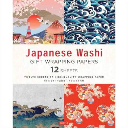 Japanese Washi Gift Wrapping Papers - 12 Sheets