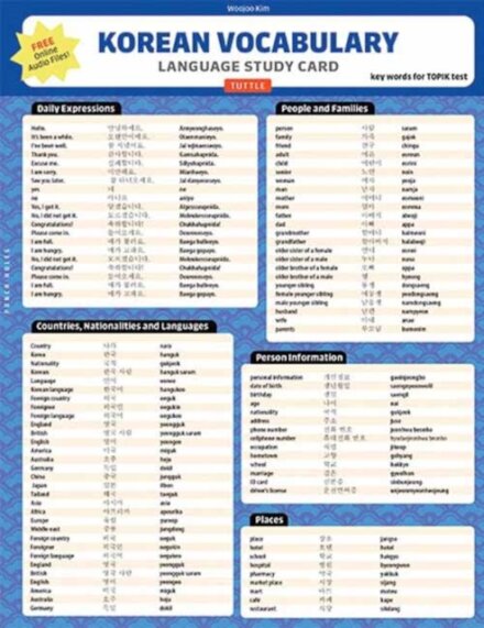 Korean Vocabulary Language Study Card