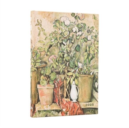2026 Cezanne's Terracotta Pots and Flowers Mini 12-month Horizontal Hardcover Flexi Dayplanner 2026 (Elastic Band Closure)