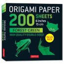 Origami Paper 200 sheets Forest Green 6"a