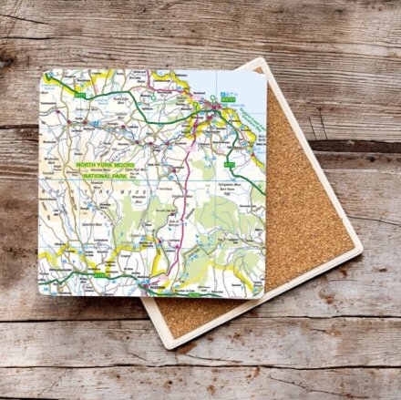 OS Map Ceramic Single Coaster - North York Moors National Park