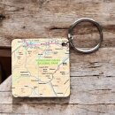 OS Map Wooden Square Key-ring - Yorkshire Dales National Park