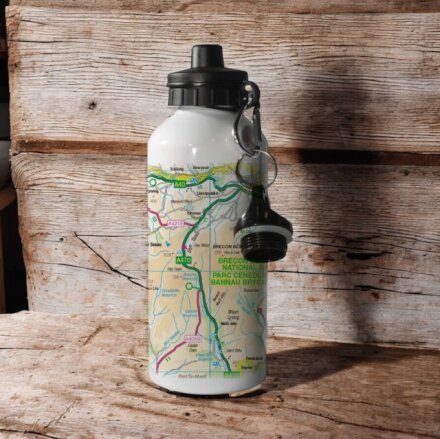 OS Map 600ml Metal Water Bottle - Brecon Beacons National Park