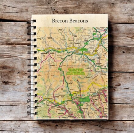 OS Map Wooden Lined Notebook - Brecon Beacons National Park