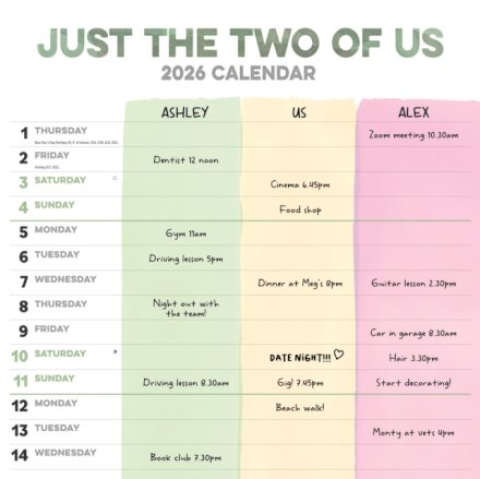Just The Two Of Us Planner Wall Calendar