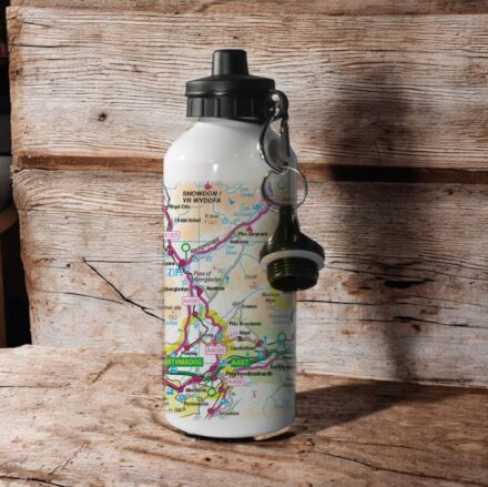 OS Map 600ml Metal Water Bottle - Snowdonia National Park