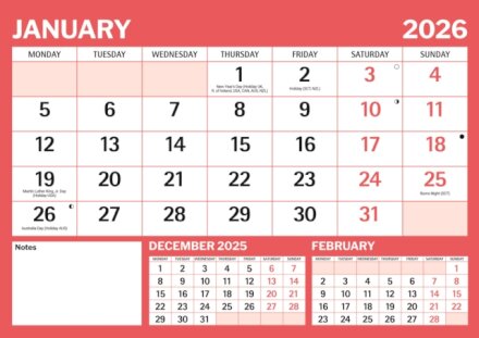 Red Black Large Boldtype Landscape A4 Ca