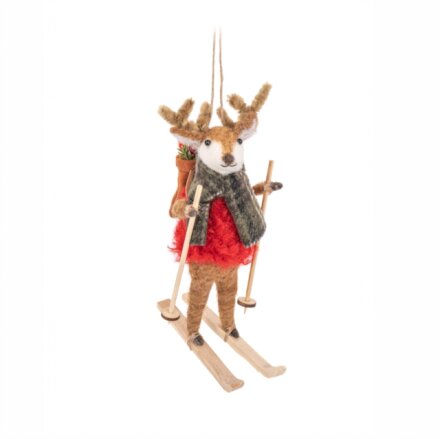 Skiing Reindeer Felt Decoration