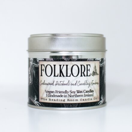 Folklore- Scented Soy Candle- Cedarwood, Patchouli and Crackling Embers