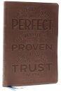 NKJV, Thinline Bible, Verse Art Cover Collection, Genuine Leather, Brown, Red Letter, Comfort Print