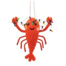Lobster with Fairy Lights Felt Decoration