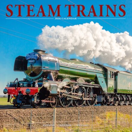 Steam Trains Calendar 2026  Square Trains Wall Calendar - 16 Month