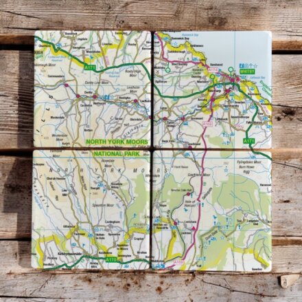 OS Map Ceramic Four Coaster Set - North York Moors National Park