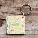 OS Map Wooden Square Key-ring - Loch Lomond and The Trossachs National Park