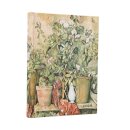 2026 Cezanne's Terracotta Pots and Flowers Midi 12-month Day-at-a-Time Hardcover Flexi Dayplanner 2026 (Elastic Band Closure)