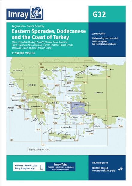 Imray Chart G32 : Eastern Sporades, Dodecanese & the Coast of Turkey : 32