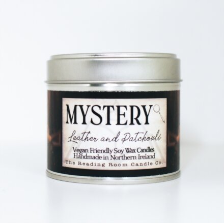 Mystery- Scented Soy Candle- Leather and Patchouli
