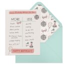 6-Pack Em & Friends Julia Rothman Birthday More/Less Greeting Cards