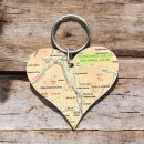 OS Map Wooden Heart Key-ring - Yorkshire Dales National Park