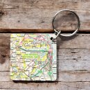 OS Map Wooden Square Key-ring - The Broads