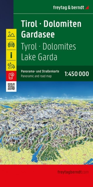 Tyrol - Dolomites - Lake Garda Panoramic and Road Map