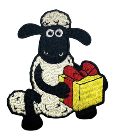 Shaun with Present Sew On Patch