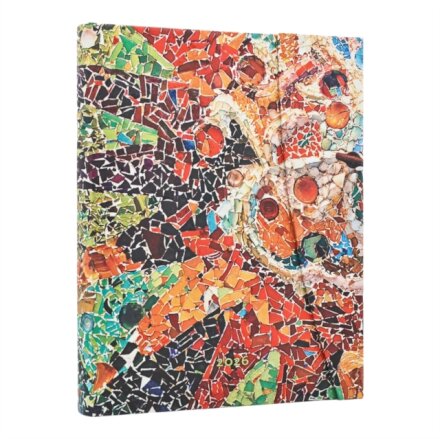 2026 Gaudi's Sun (Gaudi’s Mosaics) Ultra 12-month Day-at-a-Time Hardcover Flexi Dayplanner 2026 (Wrap Closure)