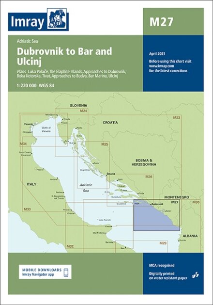 Imray Chart M27 : Dubrovnik to Bar and Ulcinj : M27