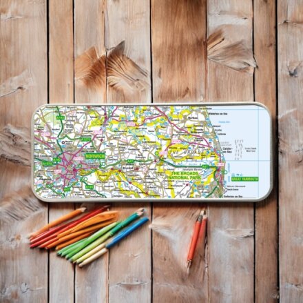 OS Map Metal Pencil Tin - The Broads