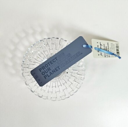 Recycled Leather Bookmark - Dusty Blue
