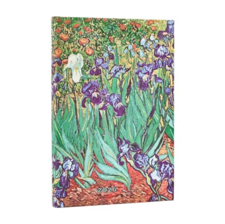 2026 Van Gogh's Irises Mini 12-month Verso Hardcover Flexi Dayplanner 2026 (Elastic Band Closure)