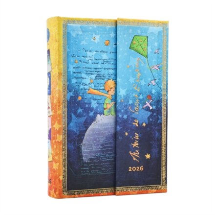 2026 Saint-Exupery, The Little Prince (Embellished Manuscripts Collection) Mini 12-month Day-at-a-Time Hardcover Flexi Dayplanner 2026 (Wrap Closure)
