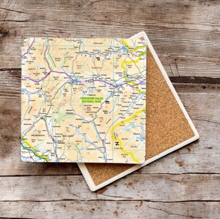OS Map Ceramic Single Coaster - Yorkshire Dales National Park