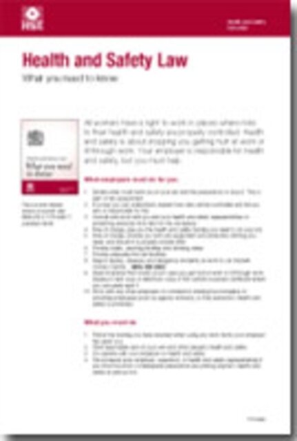 Health and safety law: what you should know foldable pocket cards (pack of 25)