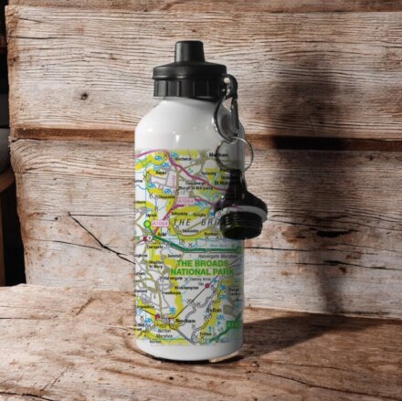 OS Map 600ml Metal Water Bottle - The Broads