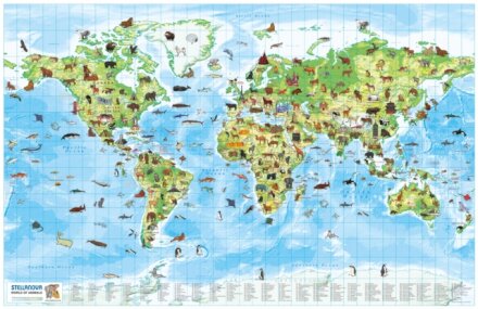 Children's Wall Map: World of Animals