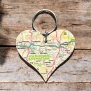 OS Map Wooden Heart Key-ring - South Downs National Park