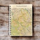 OS Map Wooden Lined Notebook - Northumberland National Park