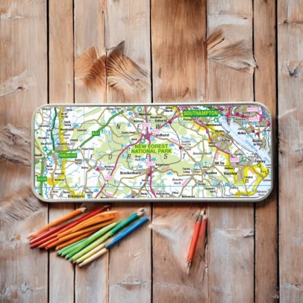 OS Map Metal Pencil Tin - New Forest National Park