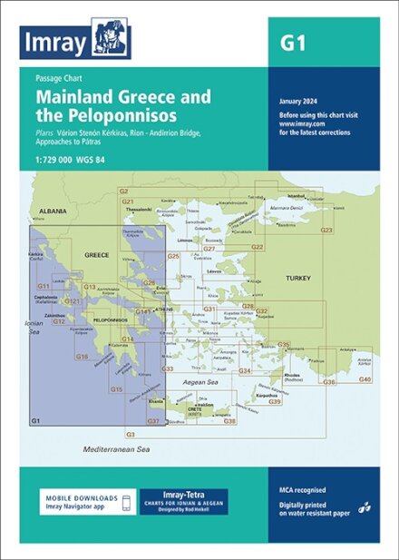 G1 Mainland Greece and the Peloponnisos : Passage Chart : G1